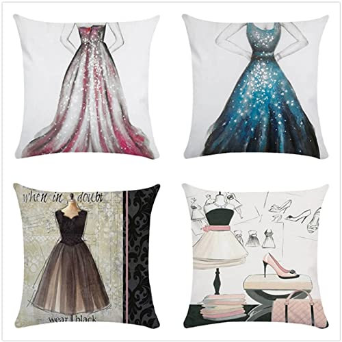 Kissenbezug 55x55cm 4er SetBoho Wohnzimmer Outdoor Deko, Schlafzimmer Zimmer Dekor Kissenhülle Kissenbezüge mit Verstecktem Reißverschluss, Couchkissen, Sofakissen Weinachten Schönheit Anziehen