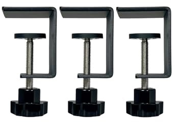 JSFURN Heavy Duty Metal C-Clamps for Woodworking, Table Saw Fence Clamps with Protective Pad, 3 Pack for Fixed Acrylic, Glass, Plastic, Wood Sheets