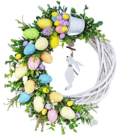 Willkommens Kranz Deko zum Aufhängen Türkranz Osterdekoration Hase Hängeschild Dekoration Ostern Hängeschild Heimdekoration Requisiten Geschenke Ostern Kranz Hase Hintern Anhänger für Tür Wand