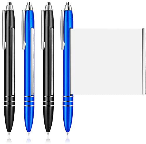 4 Stück Schneider Kugelschreiber mit Spickzettel,Spicker Stift | Kugelschreiber mit Spickzettel Einziehbare,Ersatzminen,für Student Abschluss,Büro,Schule (Blau,Schwarz)