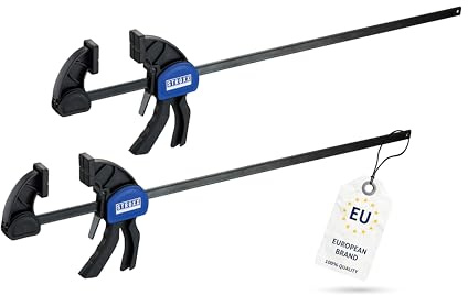 STROXX® 2x Einhandzwinge |Spannweite: 600mm| Klemmkraft je Zwinge: 159 Kg | Schraubzwinge | Spanner | Zwinge | Einhandzwinge | mit Gummipads und Quick Release Funktion