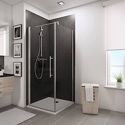 Schulte porte de douche pivotante et paroi latérale 80 x 80 x 193 cm, alu-argenté, barre 122 cm cm incluse, système autolevant, verre de sécurité 5 mm transparent antical, largeur d'accès 69.5 cm