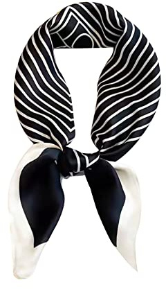 CCAIPU Satin sidenhalsduk för kvinnor, elegant lätt sidenscarf bandana halsduk huvudduk halsduk halsduk slips present för kvinnor 70 x 70 cm, E-svart, one size