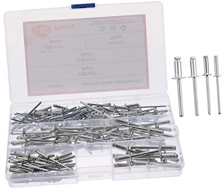 EXCEART 140pcs Aluminum Alloy Blind Rivets Assortment for Work Door and Gutter Repair Lightweight and Sturdy for Construction and Automotive Use