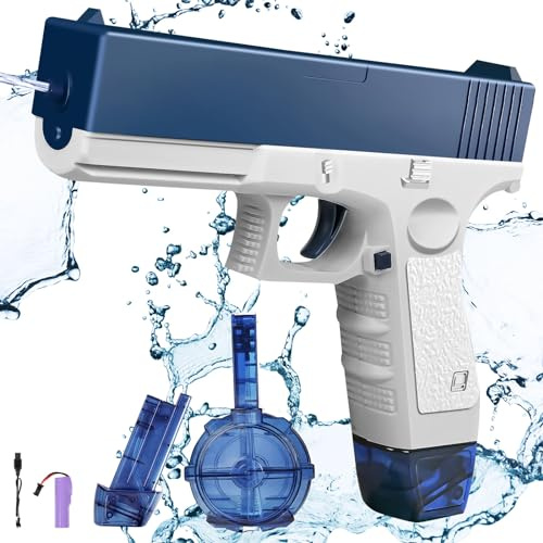 OSDUE Pistola de Agua Eléctrica, Pistola de Agua Eléctrica para Adultos y Niños, Alcance Máximo 32 Pies Automática de un Toque, Piscina de Verano Juguetes para Fiestas en La Playa