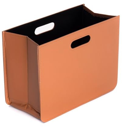 CREEDWOOD Corbeille à JOURNAUX Business | Brun Cognac, 40 cm | Porte-revues Pliable, Porte-revues élégant, Porte-journaux, collecteur de journaux