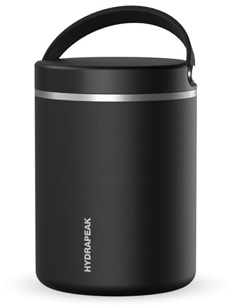 Hydrapeak 32oz Stainless Steel Vacuum Insulated Food Jar for Hot Food and Cold Food, Wide Mouth Leak-Proof Soup Jar for Adults, 10 Hours Hot and 16 Hours Cold (Black)