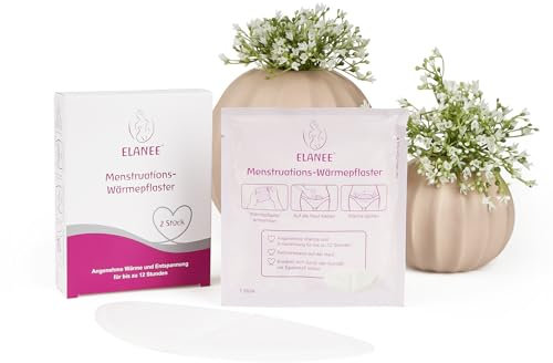ELANEE Menstruations-Wärmepflaster, 12 Stunden wohltuende Wärme und Entspannung während der Periode, erwärmt sich durch Kontakt mit Sauerstoff, hautfreundlich, 2 Stück (734-00)