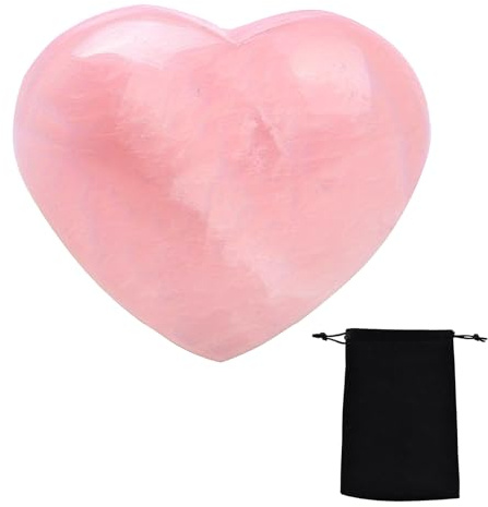 Rosenquarz Herz Herz Liebe Kristall Stein Rosenquarz Stein Heilkristalle Rosa Rosenquarz Natürliche Reiki Edelstein Für Angst Zu Lindern Valentinstag Geschenke in Samtbeutel