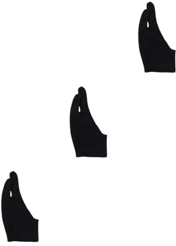 Healvian 3pcs Gloves Man Artist's Drawing Glove Two Finger Curved Painting for Sketch Tablet Compatible Black