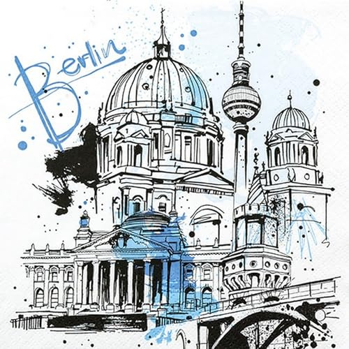 20 Servietten Städte Berlin grafisch als Tischdeko. Papierservietten mit Motiv. Auch für Decoupage und Serviettentechnik 33x33cm