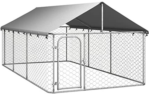 Willood Outdoor-Hundezwinger mit Dach 400 x 200 x 150 cm hühnerstall,freilaufgehege,freigehege
