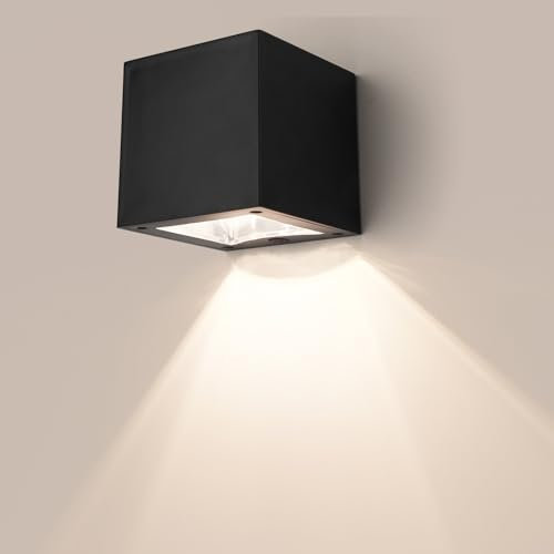 AWSGHLF Solar Up and Down Wall Lights, Waterproof Steel Solar Fence Light Wireless Garden Wall Lights Modern Design Light Patio Terrace Front Door Pathway Solar Sensor Outdoor Light, SSFF-FBA-4443679