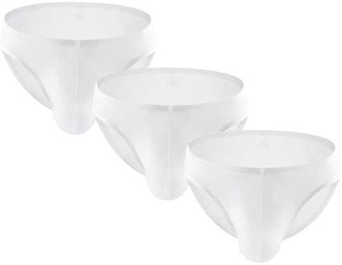 Summer Code Slips Calzoncillos para Hombre Seda de Hielo Bikini Slip Ropa Interior Masculina Cómoda y Ultra Suave, Pack de 3 Blanco, M