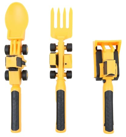 Sarini 3PCS Bulldozer Schaufel Geschirr mit Gabel und Löffel Form Baustelle Motiv