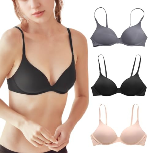 3er Teenager Mädchen BH Bralette Ohne Bügel 34/75AB, Bügellos, Nahtlos Soft Alltags-BH Set Damen für 12-18 Jahre Kinder Mittelschülerin T-Shirt