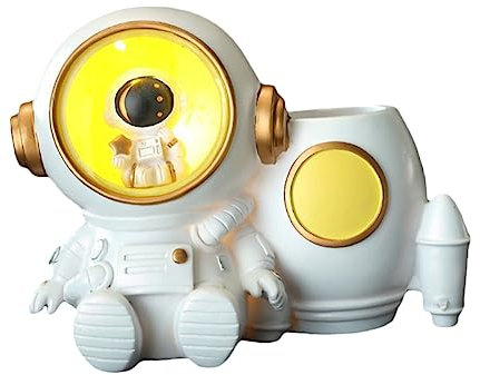 Tofficu Astronauten Stiftehalter Mit Licht Großer Kapazität Schreibtisch Organizer Resin Kinder Stiftebecherhalter Für Schule Und Büro