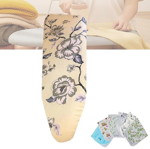 QSPNVFB Ironing Board Cover And Pad 12x30 Inch, 12x35 Inch, Ironing Board Pad With Padding, Cotton Iron Board Cover Fits Standard Sizes, Adjustable(Flower-a,14x43 Inch(110x34 Cm))