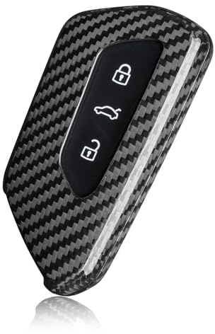 T-carbon autoschlüssel hülle kompatibel mit vw,Glasfaser Schlüssel Hülle kompatibel mit VW Golf 8 Seat Leon Tarraco Ateca Skoda Octavia Cupra Formentor Born, schlüssel Cover,Silber Schwarz