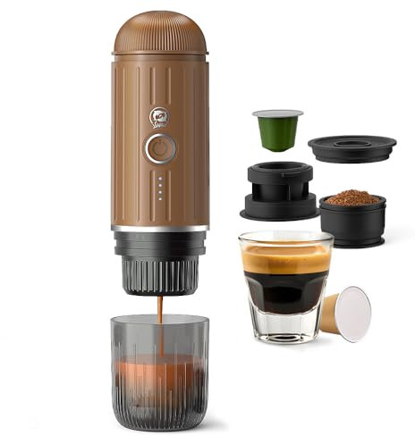 BENFUCHEN Portable Espresso Machine For Travel, USB-C Charging, Self-Heating Electric Espresso Maker, 19 Bar Mini Coffee Maker On the Go For Camping & Hiking For Ground Coffee & NESPRESSOpods (Brown)