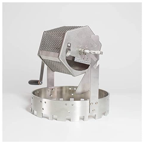 Stainless Steel Hand Crank Coffee Roaster Drum for Gas Stoves Manual Baking Cage with 2 Blades for Even Roasting