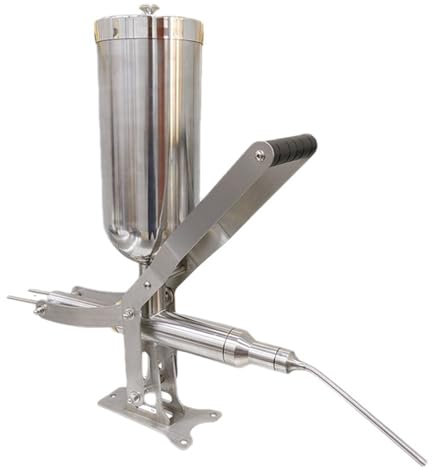 DOJOEUU 5L Manual Churros Maker Machine, Stainless Steel Donut Filler Machine, Commercial Cream Filling Machine, Desktop Latin Fruit Donut Machine, Jam Filling Machine for Kitchen Restaurant(Long)