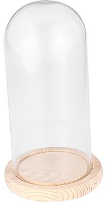 COLLBATH Cúpula De Cristal Base De Madera Para Miniatura De Paisaje Floral, Diseño Portátil y Práctico 9x24cm, Adecuado Para Decoración De Mesa y Manualidades