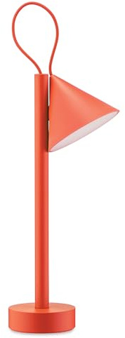 Alessi Tsumiki ME01 RO - Lámpara Portátil Magnética, Batería Recargable con Cable USB-C, en Metal y Resina Termoplástica, Luz LED 3.5W 5V, Rojo Naranja