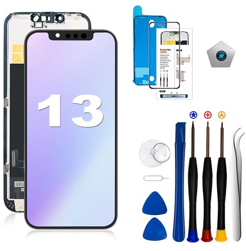 EFAITHLIFE Cadre de Rechange pour iPhone 13 6,1 Pouces (Modèle A2633 A2482 A2631 A2634 A2635) avec écran LCD et numériseur d'écran Tactile 3D avec kit d'outils de réparation