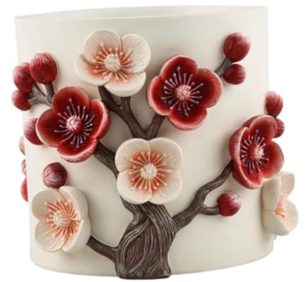 Dualoai Maceta con Flor de Ciruelo, Maceta de Poliresina, Adorno de Mesa para Decoración de Sala de Estar