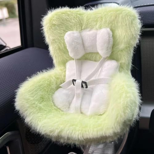 SwiftServ Doll Car Seat for 3–8 inch Figures, Fits Character Plushes, Blind Box Dolls & Vinyl Collectibles, Includes Air Vent Clip & Desktop Stand, Cute Car Ornament for Collectors (Green)