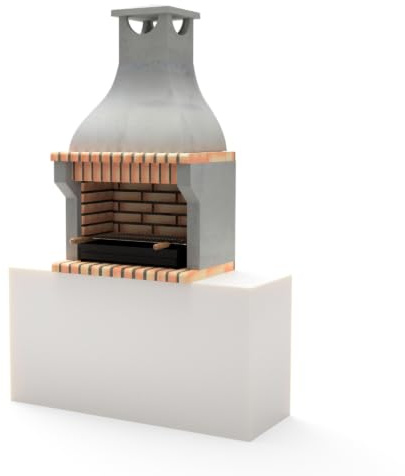 MOVELAR Mauerwerk-Grill aus Beton und Ziegel, Alcoa Volante – für Kohle und Holz, robust und langlebig für den Außenbereich (86,5 x 58 x 150 cm)