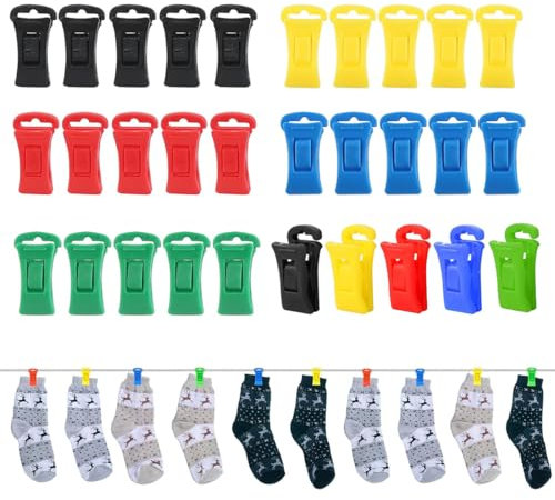 XOXVURI 30 Piezas Pinzas Ropa Pinzas Calcetines Pinzas Para Calcetines Grandes Pinzas Para Calcetines Para Lavadora Y Secadora Con Ganchos Directamente En El Cajón Sin Doblar Fácil De Usar