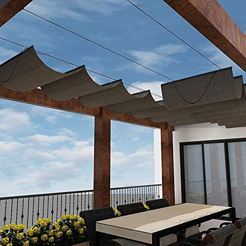 Vela ombreggiante esterni, vela ombreggiante retrattile, vela ombreggiante esterni, protezione solare, copertura pergola permeabile terrazza in legno, patio, giardino 0629 (colore: marro