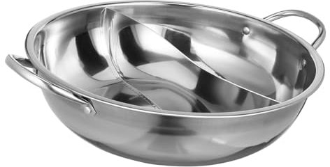 SOLUSTRE Edelstahl Hot Pot Mit Trennwand Unterteilter Pfanne Für Suppen Und Küche Robust Und Rostfrei Für Haushalt