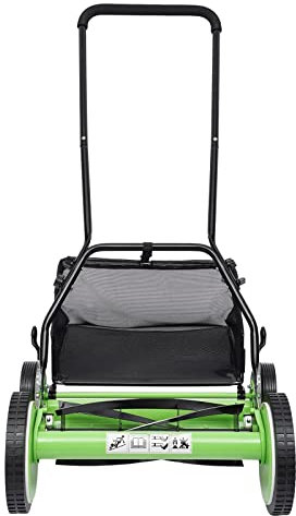 Hand Push Lawnmower,16In Cordless Manual Reel Lawn Mower with 5-Blade,40cm Cutting Width,9-Position Adjustable Mowing Height,Grass Cutter with Grass Catcher