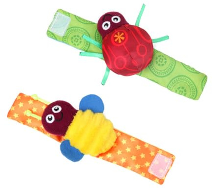 Milisten Hochet de Poignet Bébé Forme Amusante en Textile Léger 2pcs pour Éveil Sensoriel et Facile à Saisir Jouets pour Tout-petits et Poupée de Réconfort