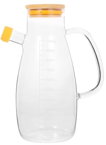 NIYANGLE Botella Dispensadora de Aceite de Vidrio 1000Ml Boquilla Antigoteo y Asa Tarro de Cristal para Aceite de Oliva y Vinagre Recipiente Hermético para Cocina