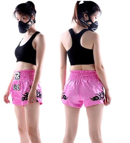 Eawfgtuw For Anotherboxer Short d'entraînement de kickboxing pour femme pour MMA, Muay Thai, combat pour filles et enfants, taille élastique, tissu mélangé de polyester respirant, léger (rose, taille