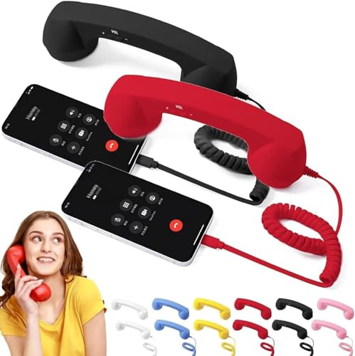 Auricular De Teléfono Retro, con Conector Tipo C Y Bluetooth, Estilo Teléfono Fijo, Adaptador De Teléfono Vintage A Fijo, Compatible con Teléfonos Móviles, con Botón De Respuesta, Micrófono Y Altavoz