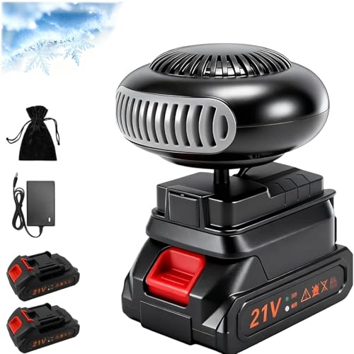 Chauffage D'appoint Sur Batterie, 1500 Mah Chauffage a Batterie, Chauffages De Voiture Portable Sans Fil, Démisteur Anti-Chute Avec 2 Ports USB, Pour Le Camping, Les Tentes (B:Deux batteries)