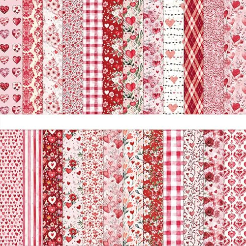 MerwDeeyt Scrapbook Papier Blumen Muster Doppelseitiges Rosa Bastelpapier | 30,5x30,5 cm/12x12 in, Frühling Motivpapier, 24 Blatt, Buntes Dekorpapier, für Journal Scrapbooking Fotoalbum Dekoration