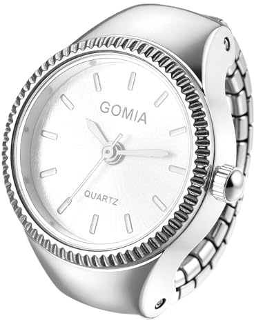 Avaner Ringuhr Elastisches Edelstahlarmband Rund: Fingeruhr Balkenskala 1ATM wasserdichte Fingerring Uhr Analog Quarz Elastisch Ring Uhr Uhrenring Geschenk für Männer Frauen