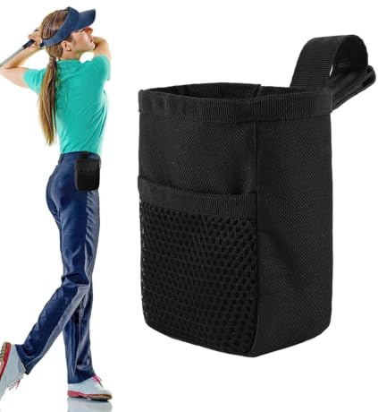 Golfbollväska – 14 cm Oxford-tyg 3 bollpåse | golfbollshållare med karbinhake | bred öppning golfbollar förvaringsväska för bältesbärande. Hållbar, 13x9x4 cm, kompakt, lätt, kursklar.