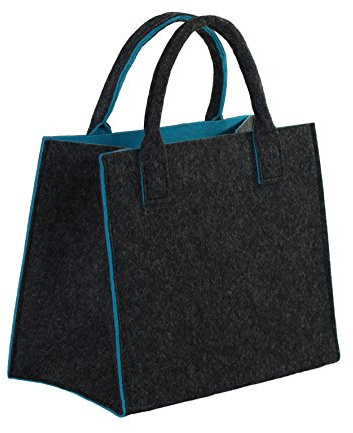 Brandsseller, pratica borsa in feltro, per fare la spesa o per il tempo libero Dimensioni: circa 35 x 20 x 28 cm., Tessuto, Anthrazit/Petrol, 35 x 20 x 28 cm