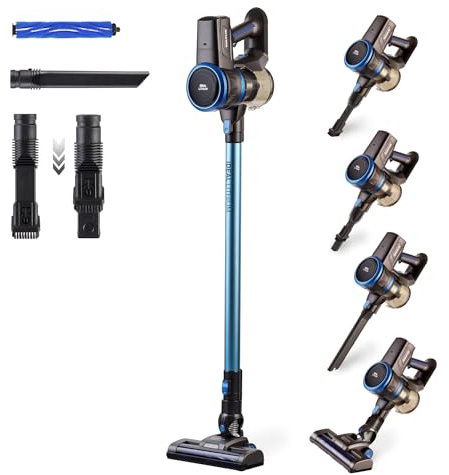Taurus Ideal Lithium - Aspirador escoba y aspirador de mano, baterías de litio extraíbles, 22.2v, cepillo motorizado, depósito 650 ml, Filtro HEPA, 2 velocidades, azul
