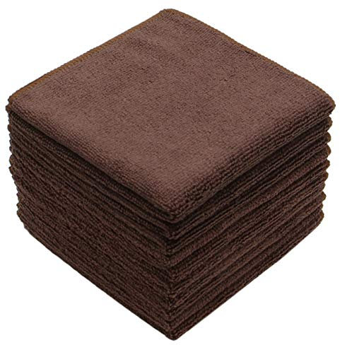 VeraSong Paños de microfibra para platos de secado rápido, paños de limpieza de cocina, trapos para el polvo, paños ultra absorbentes, sin pelusa, 12 x 12 pulgadas, 10 unidades de color marrón