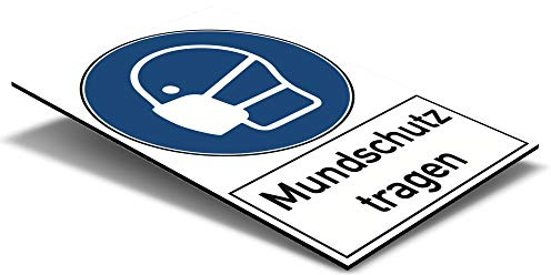 Schild Mundschutz tragen, Alu-Verbund 20x30 cm, wetterfest | Alu-Verbund-Schild 20x30 cm, 4 mm – UV-Direktdruck, wetterfest, für Innen- und Außenbereich