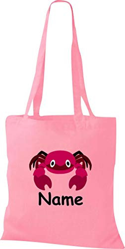 Shirtinstyle Stoffbeutel Tasche, Tiermotiv Krebs mit Wunschnamen, Natur Zoo Tiere Animal, Geschenk, Baumwolltasche, Logo, Spruch, Verwandschaft, Motiv, Farbe Rot