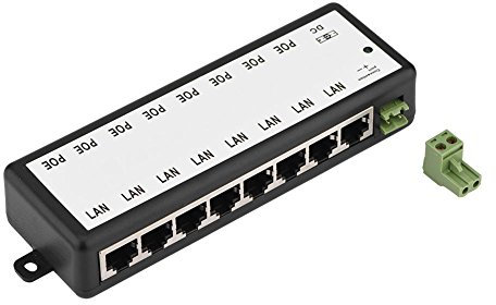 Annadue 4/8 Ports 10/100Mbps POE Injektor Netzteil Ethernet Adapter IEEE802.3af Internet Splitter IP Kamera PoE Netzwerk (8 Port)